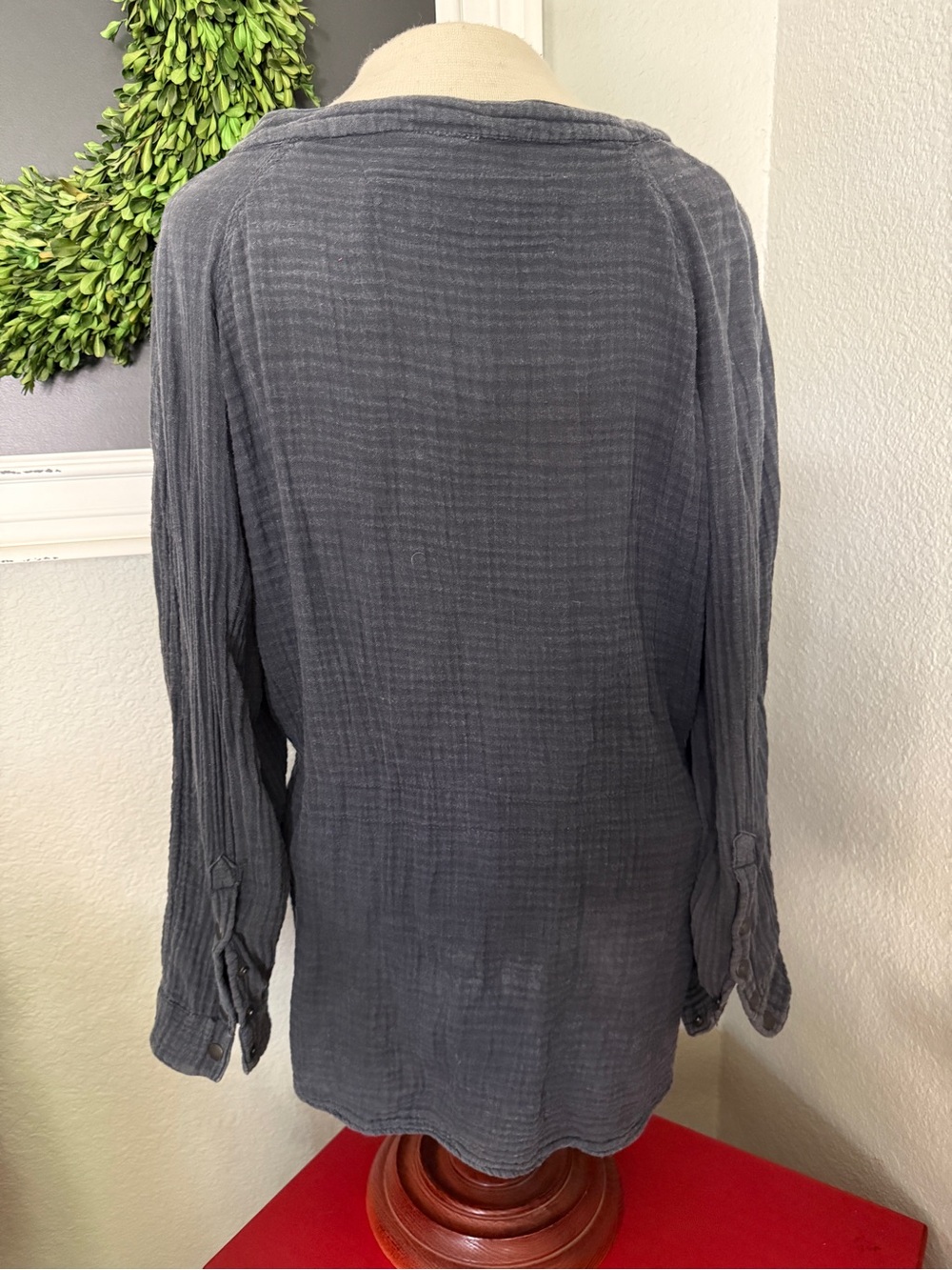 We The Free People Night Dreams Gauze Wrap Top Washed Black - Size XS - Picture 5 of 6